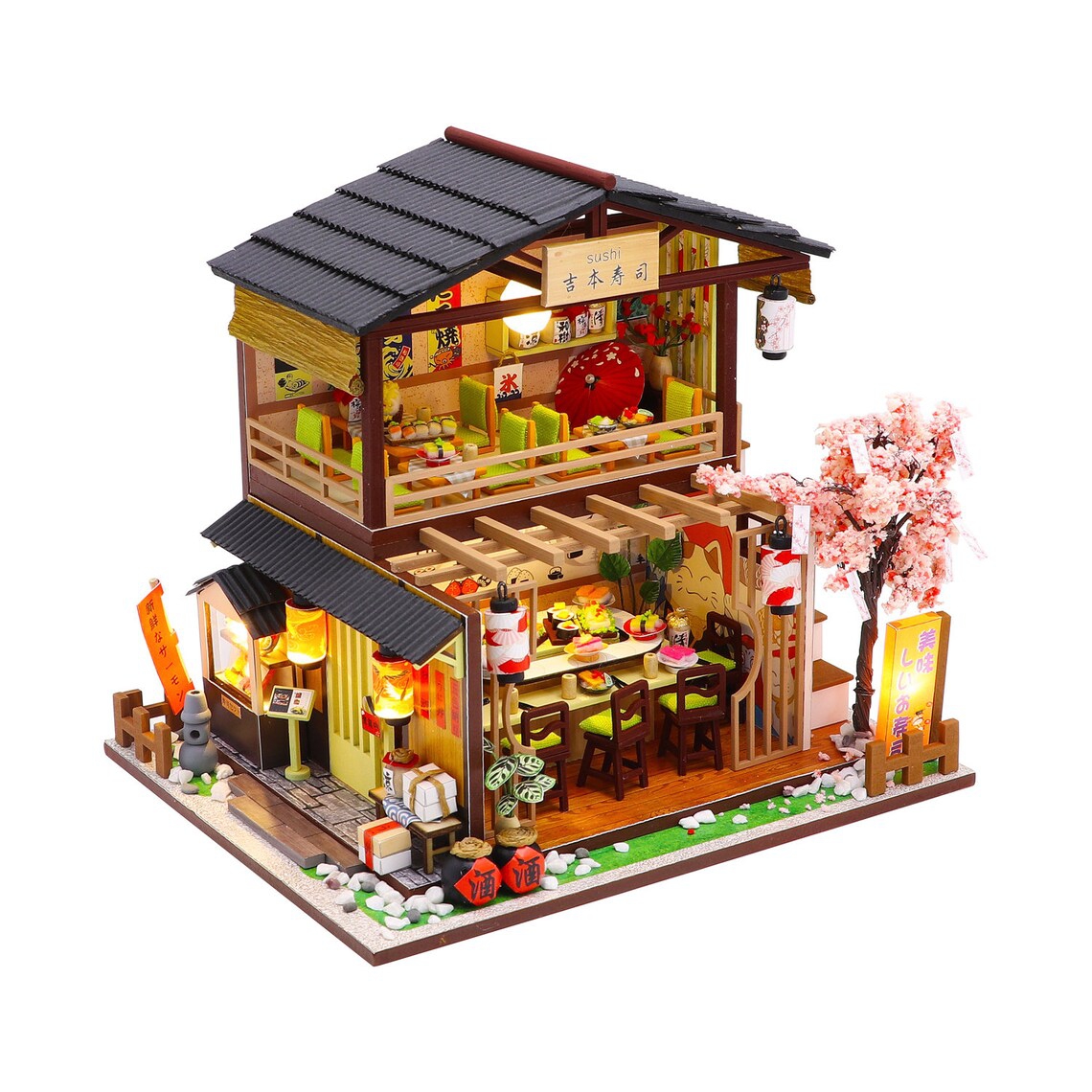 Holzhaus LED "Sushi" Holzbausatz M2011 DIY Puppenhaus