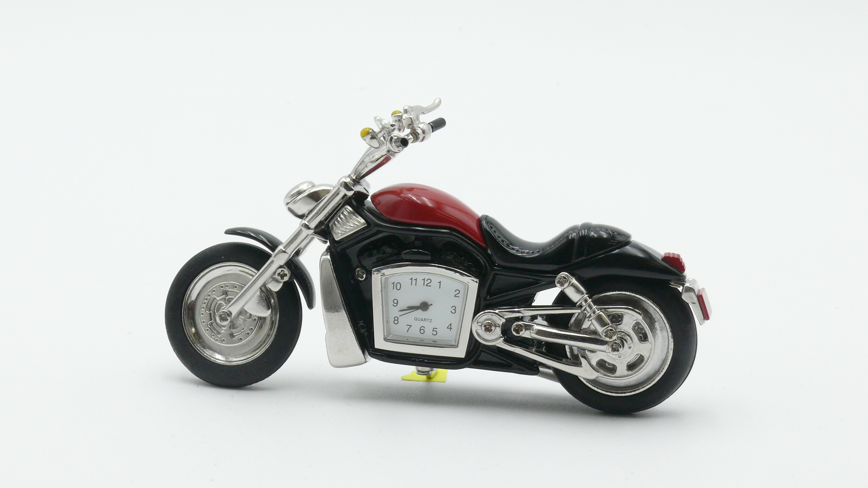 Miniatur-Uhr Motorrad schwarz