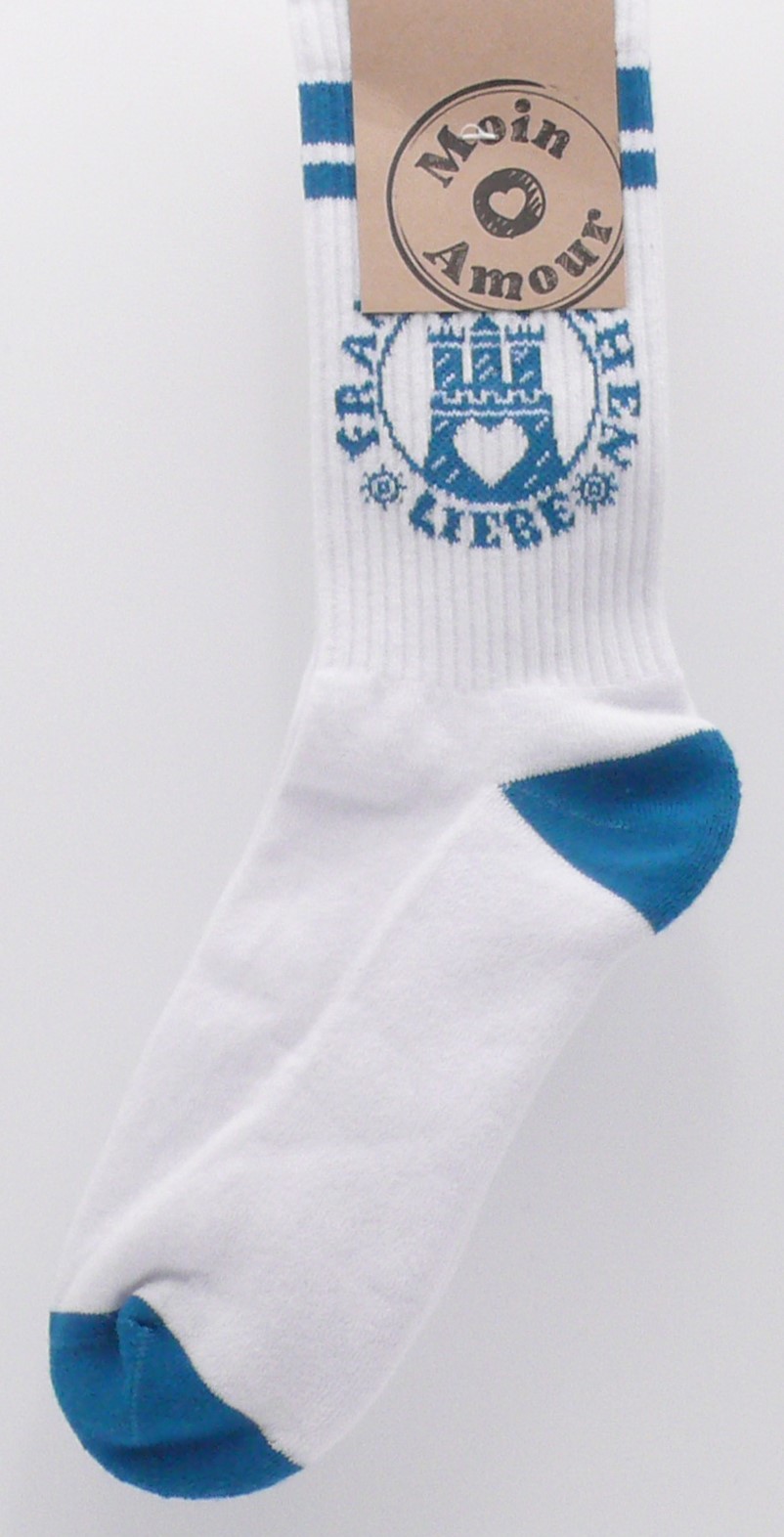 Franzbrötchenliebe Socken -  "White / Lyons Blue" (35-38)