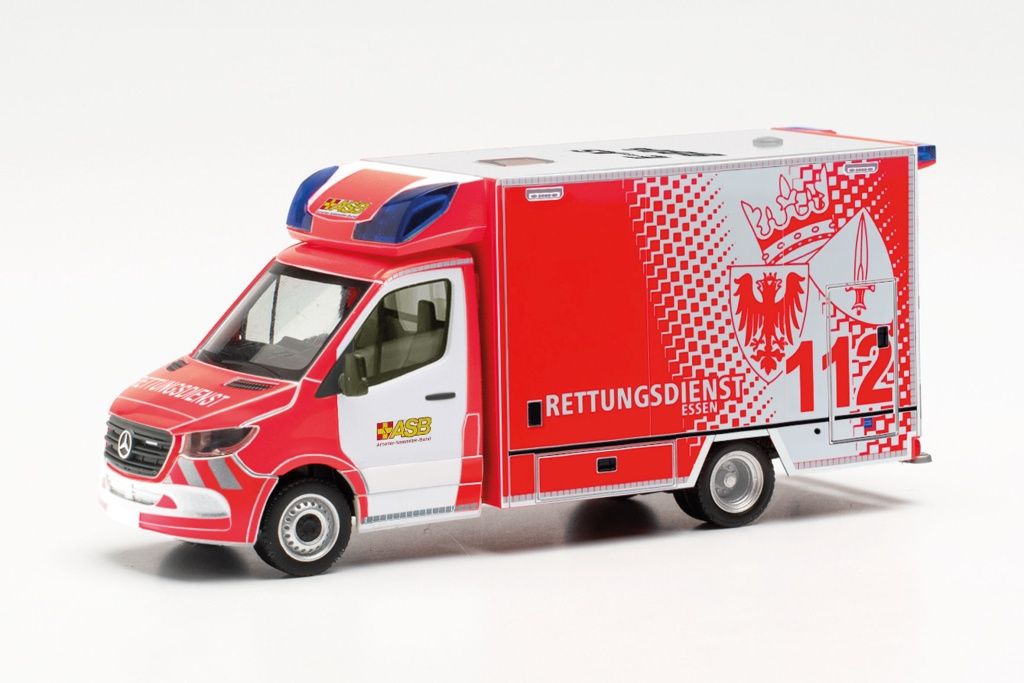 Herpa 097307 MB Sprinter 18 Fahrtec RTW „ASB Fire-Department Essen“ Model  H0 1:87