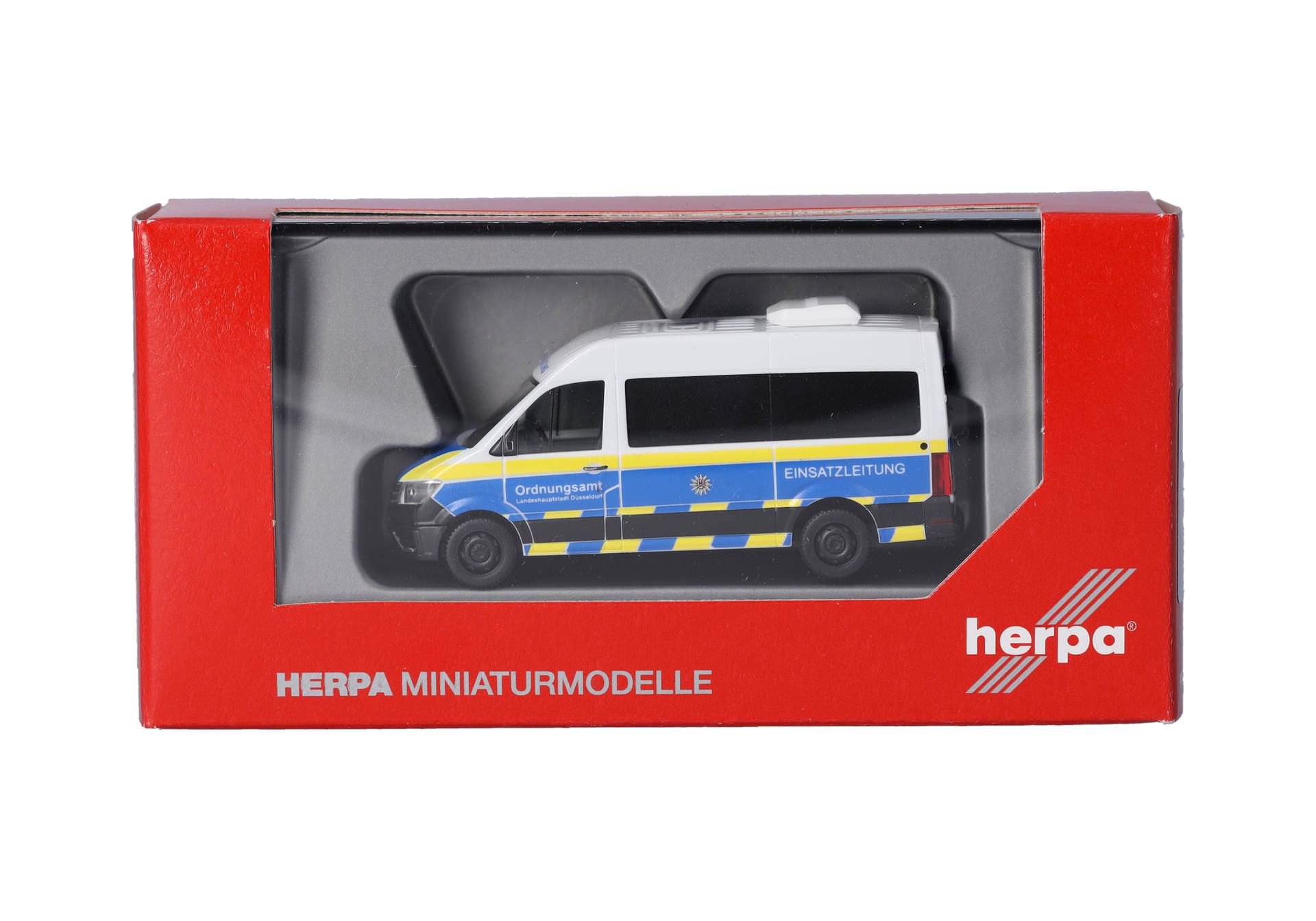 Herpa 097659 VW Crafter Bus Hochdach "Ordnungsamt Düsseldorf ELW" (Nordrhein-Westfalen/Düsseldorf) 1:87