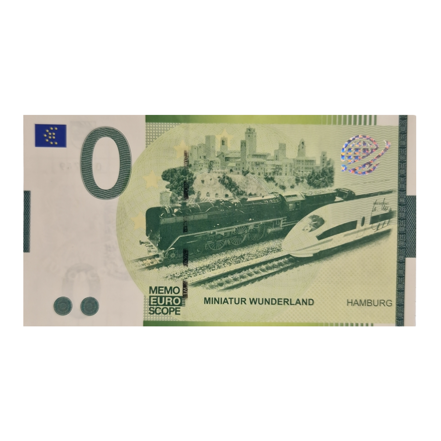 Euro-Souvenir-Banknote Motif "Steamtrain BR 01 - ICE 3 BR 403"   Euro-Souvenir-Banknote Motif "Steamtrain BR 01 - ICE 3 BR 403"