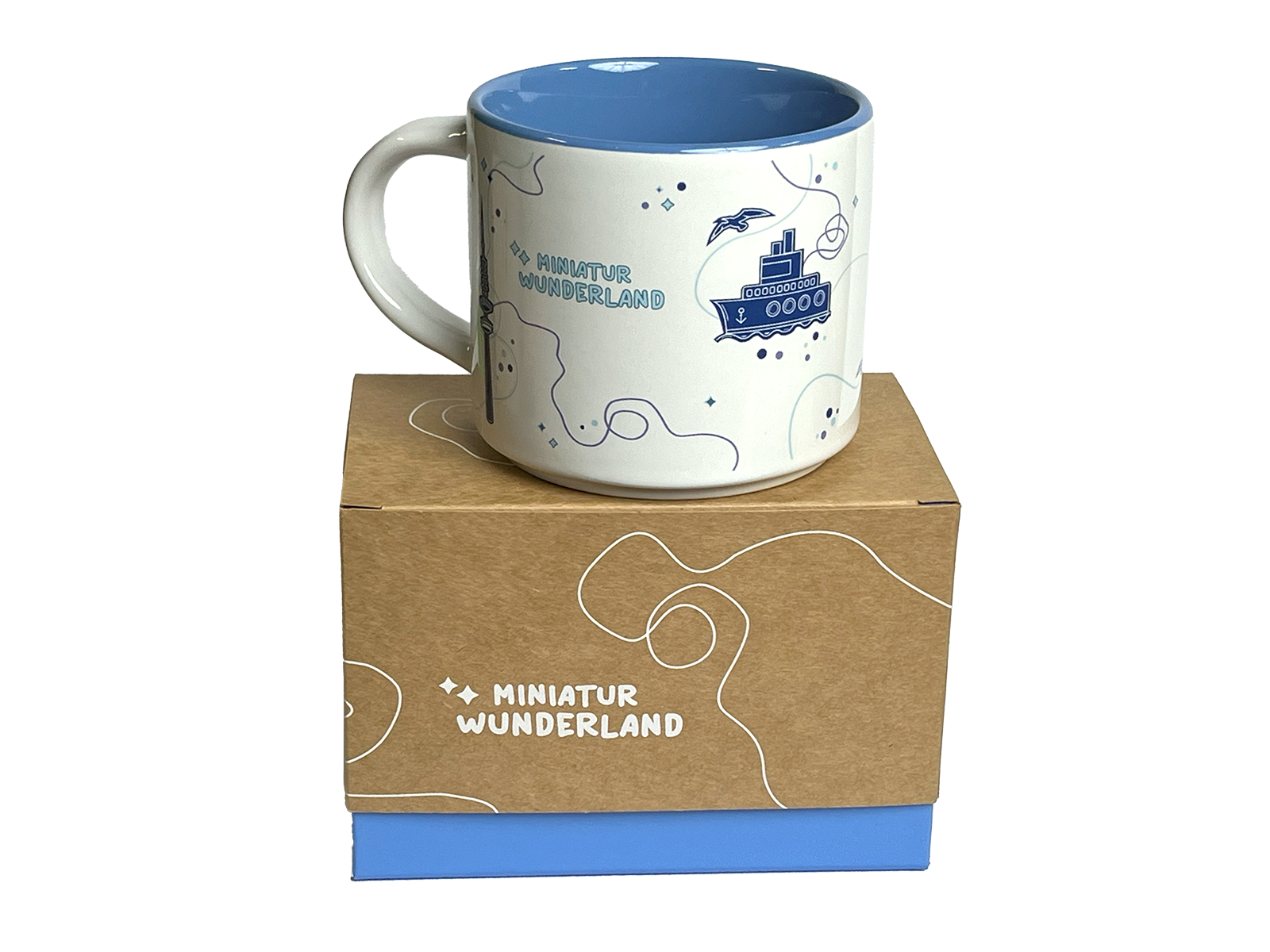 Becher  - Wunderland als Skizze, blau