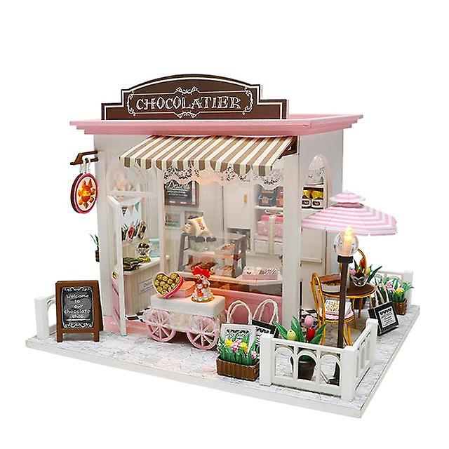 Holzhaus LED "Chocolate Shop" Holzbausatz C007 DIY Puppenhaus