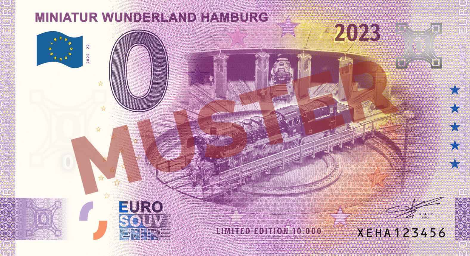 Euro-Souvenir-Banknote Motif "Drehscheibe + BR 50" (2022-21)