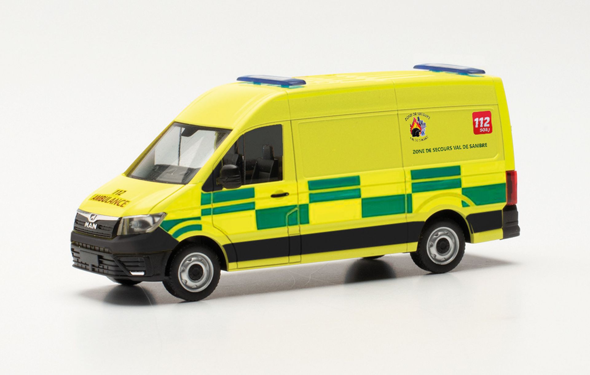 Herpa 096874 MAN TGE Ambulance-Transport Belgien Model H0 1:87