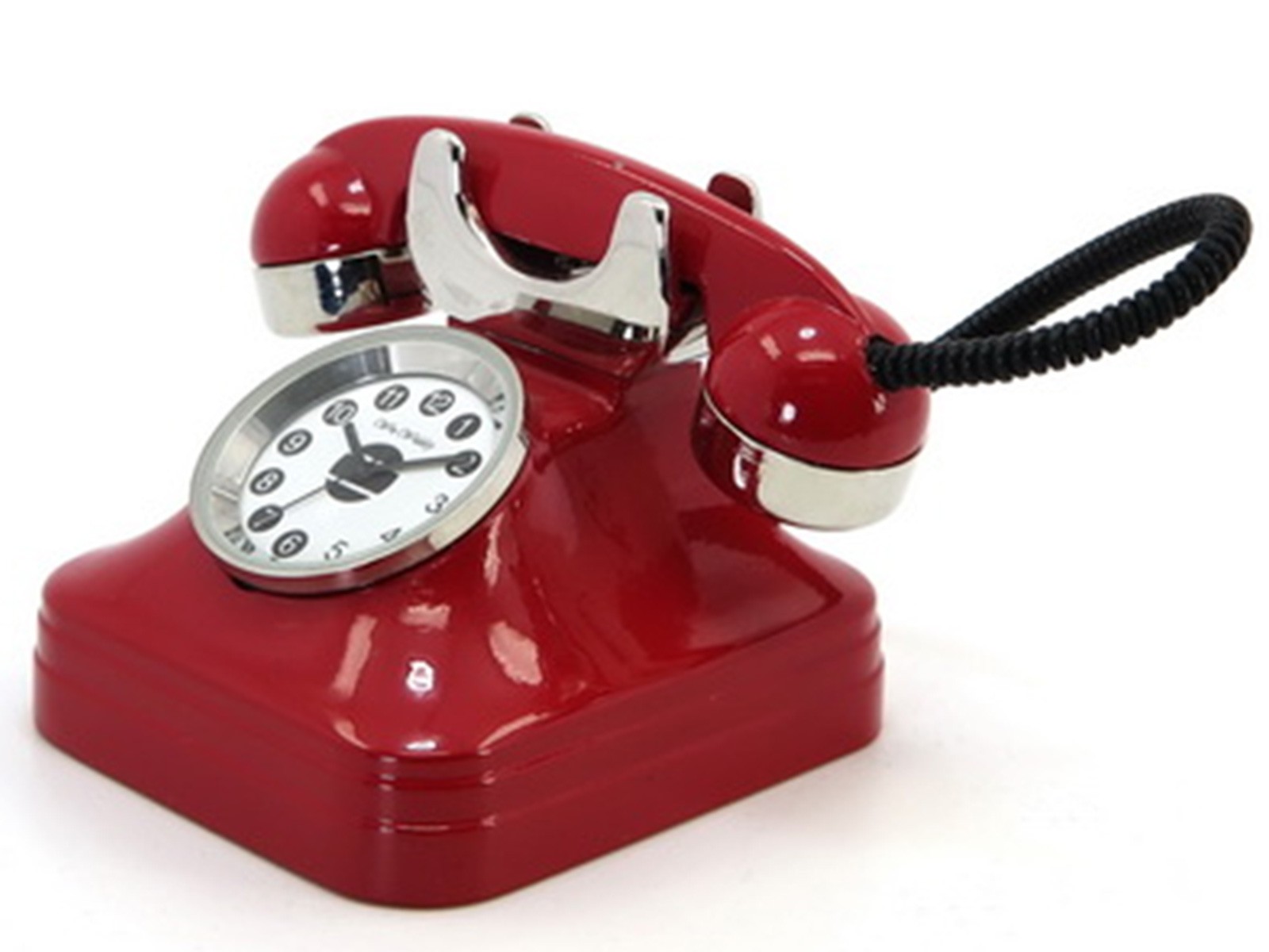 Telephone Miniature Clock (red)