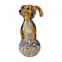 Kristallfigur Sitzender Hund Sockel 18,5cm