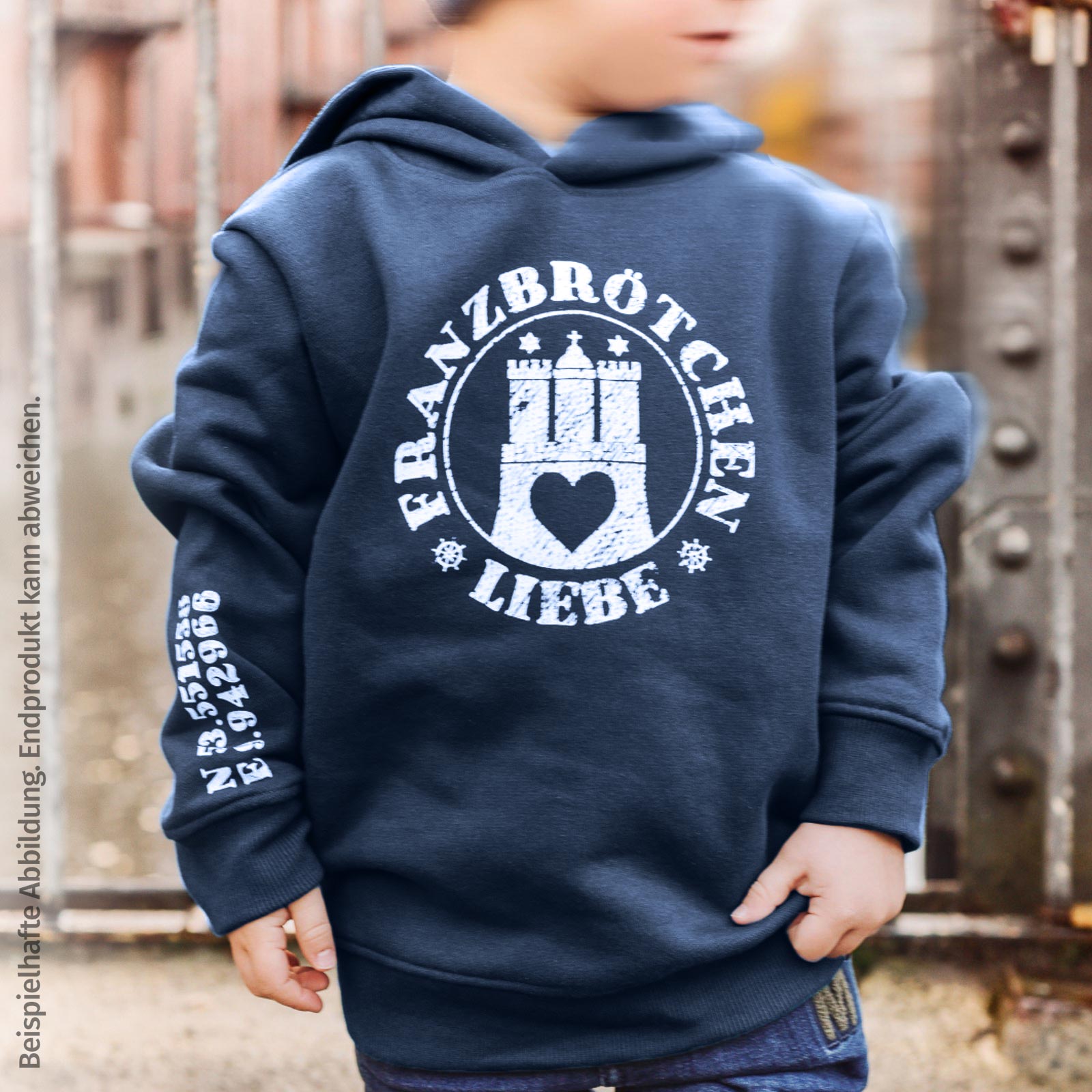Franzbrötchenliebe Hoodie Kids - Dark Blue blau mit weißem Print