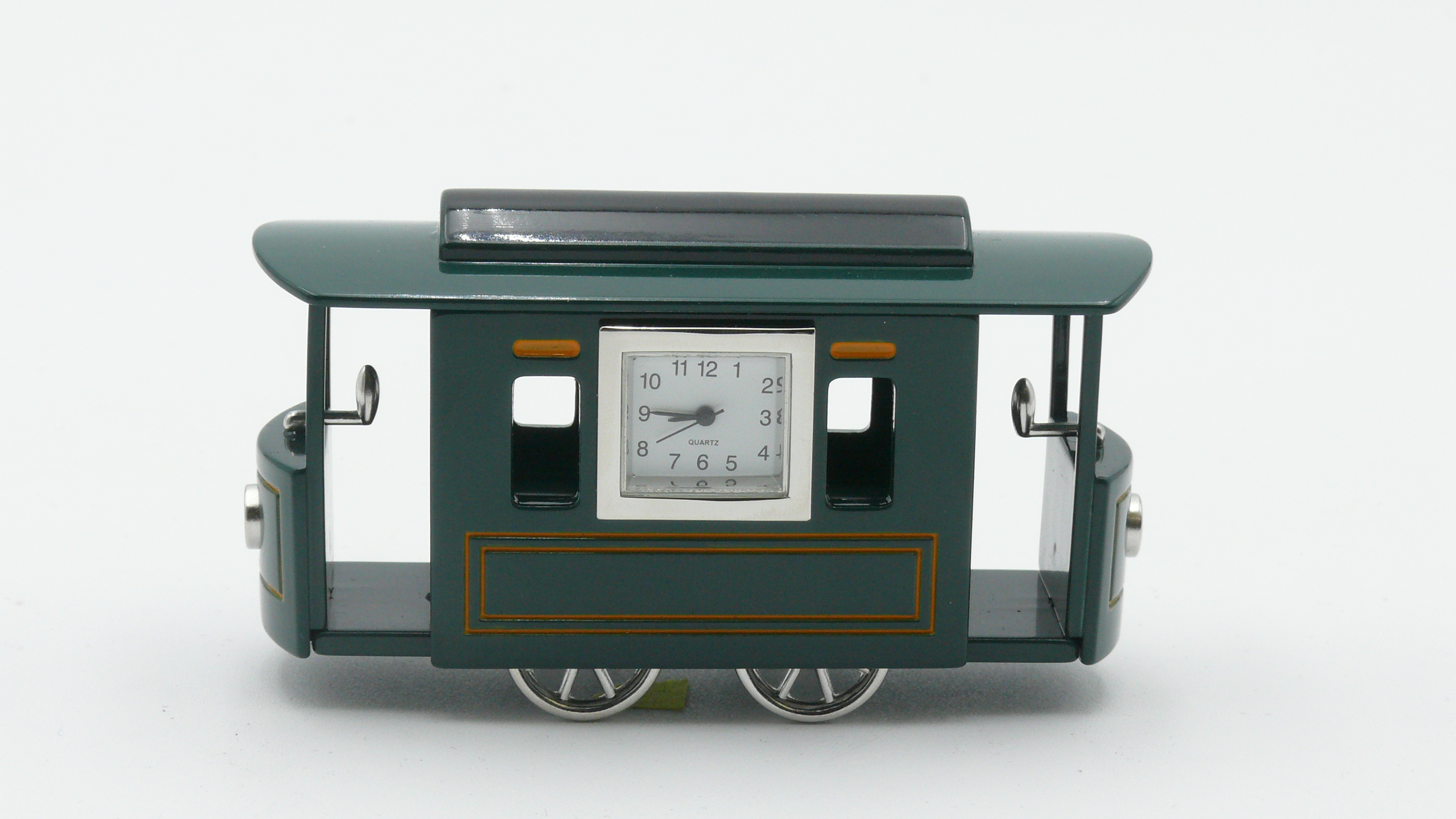 Miniatur-Uhr Straßenbahn grün
