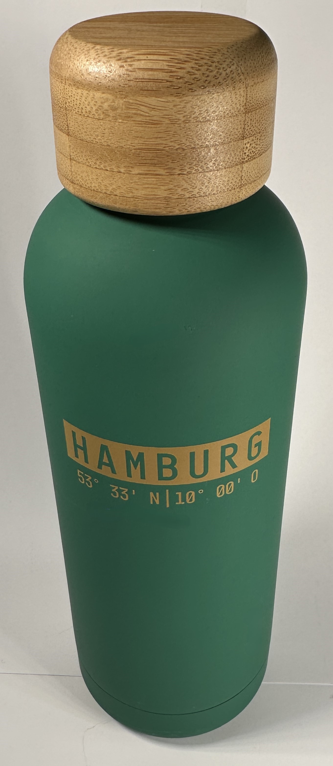 Trinkflasche Soft-Touch - "Hamburg - Koordinaten", grün